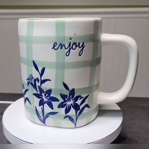 Rae Dunn Plaid & Floral enjoy 14oz Mug